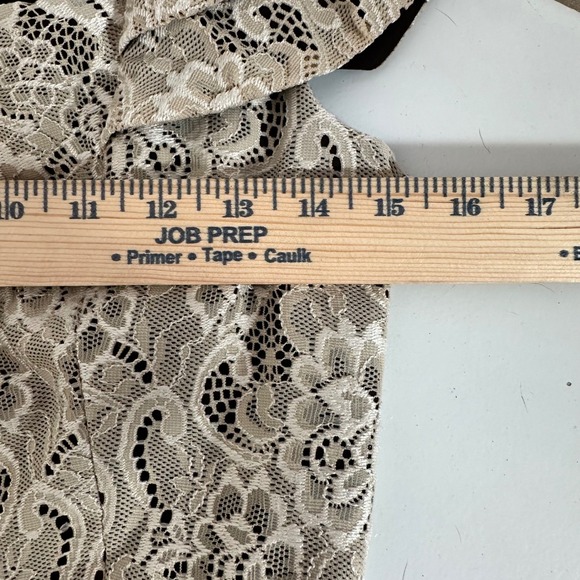 Antonio Melani Dress Size 2 Beige brown floral rose Lace Ruffle Sleeve Dress - Picture 5 of 6